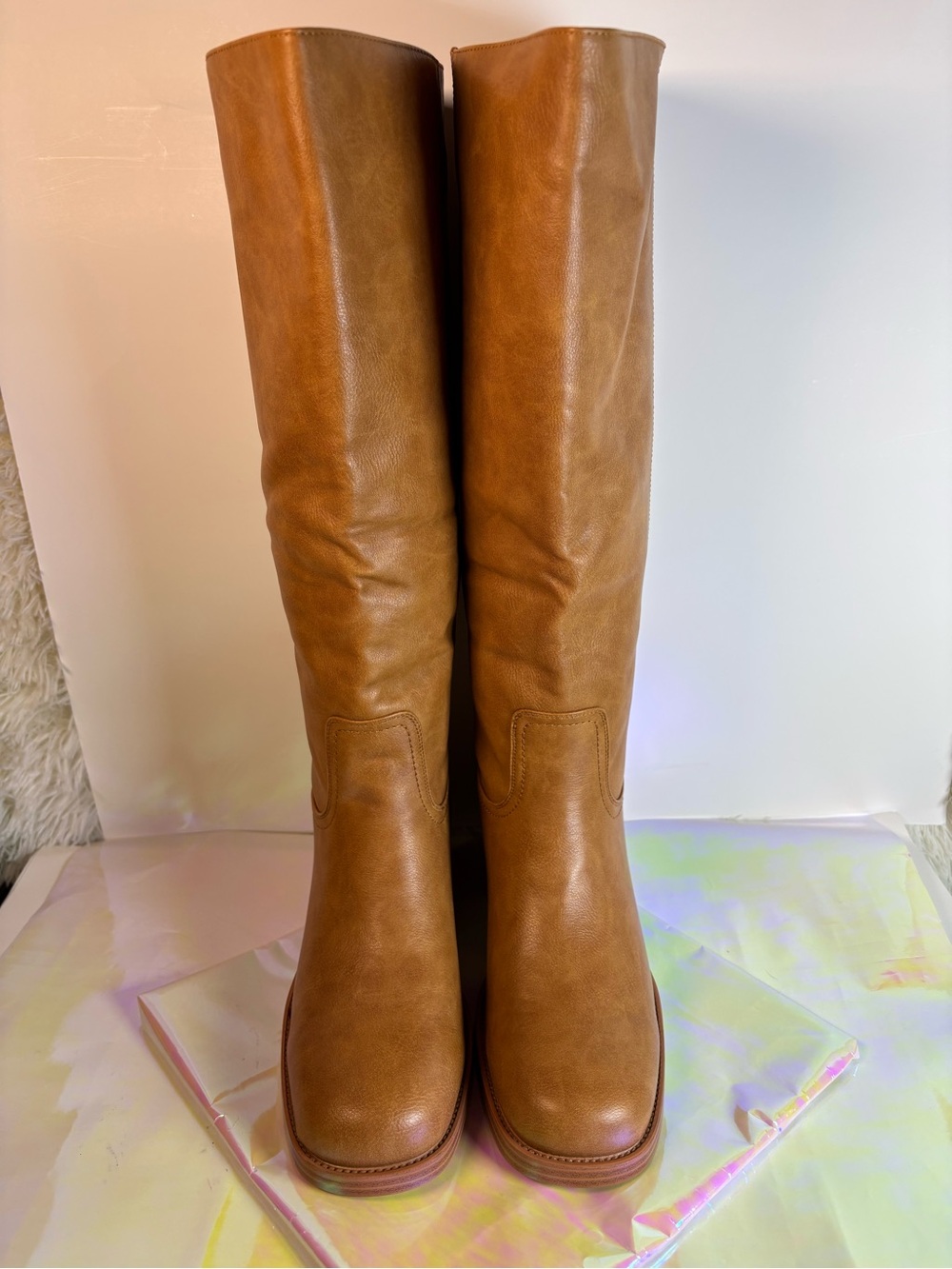 Tall Brown Leather Knee-High Boots